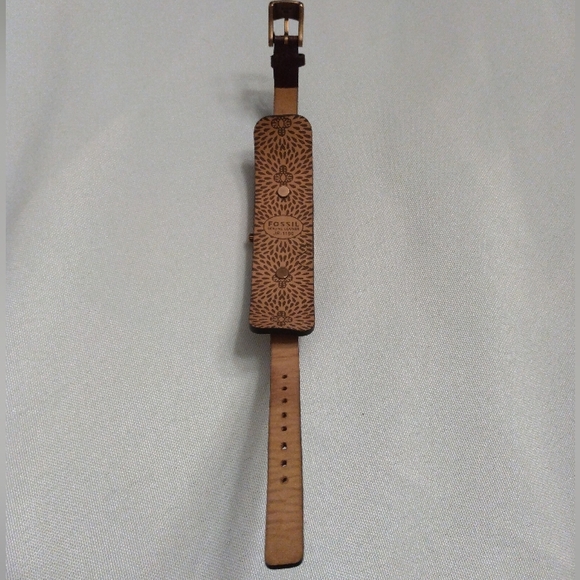Fossil Watch Women Bronze Tone Brown Dial 23mm Cuff Leather Band JR1180 - Picture 4 of 9